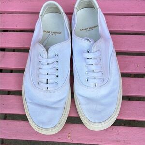 Saint Laurent White Sneakers Classic Canvas Design